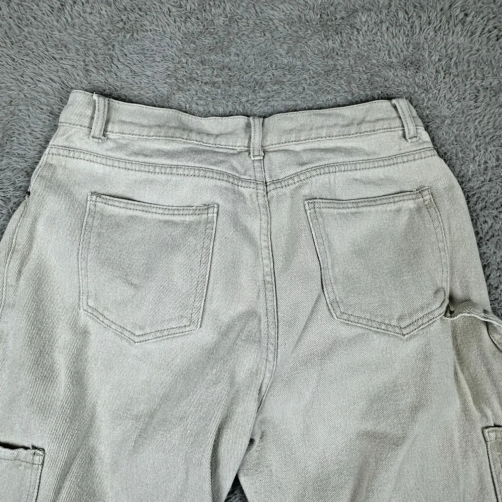 Lioness Women's M Utility‎ Barrel Leg Carpenter Jeans Beige 100% Cotton Workwear